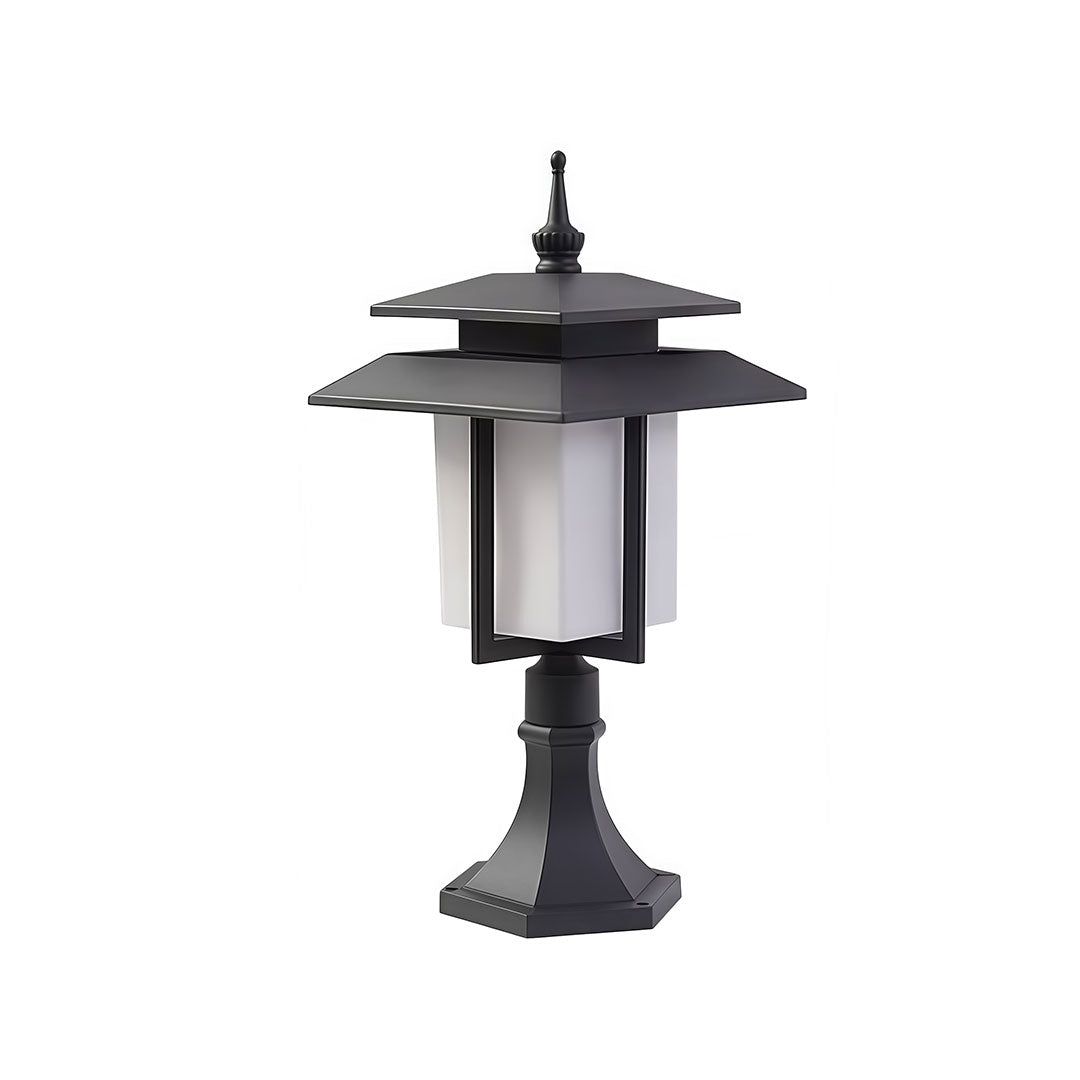 Modern Outdoor Pillar Light in Black Aluminum with Clear Glass Shade