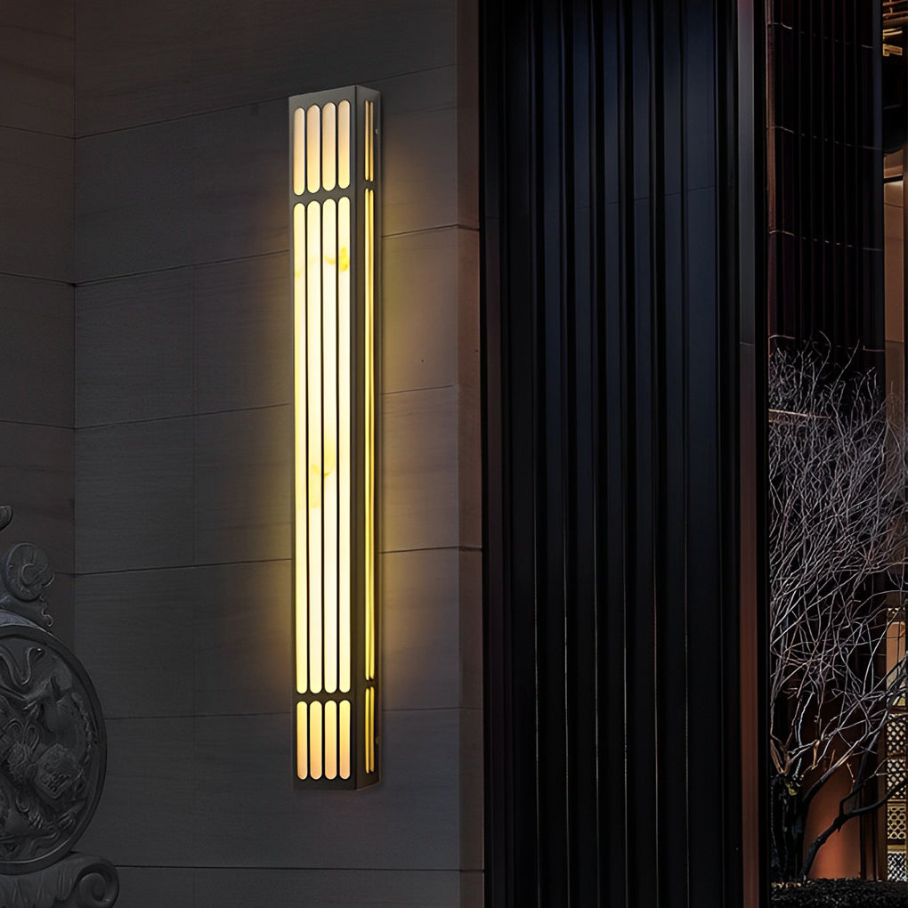 Modern Outdoor Wall Sconce with Marble Shade in Stainless Steel
