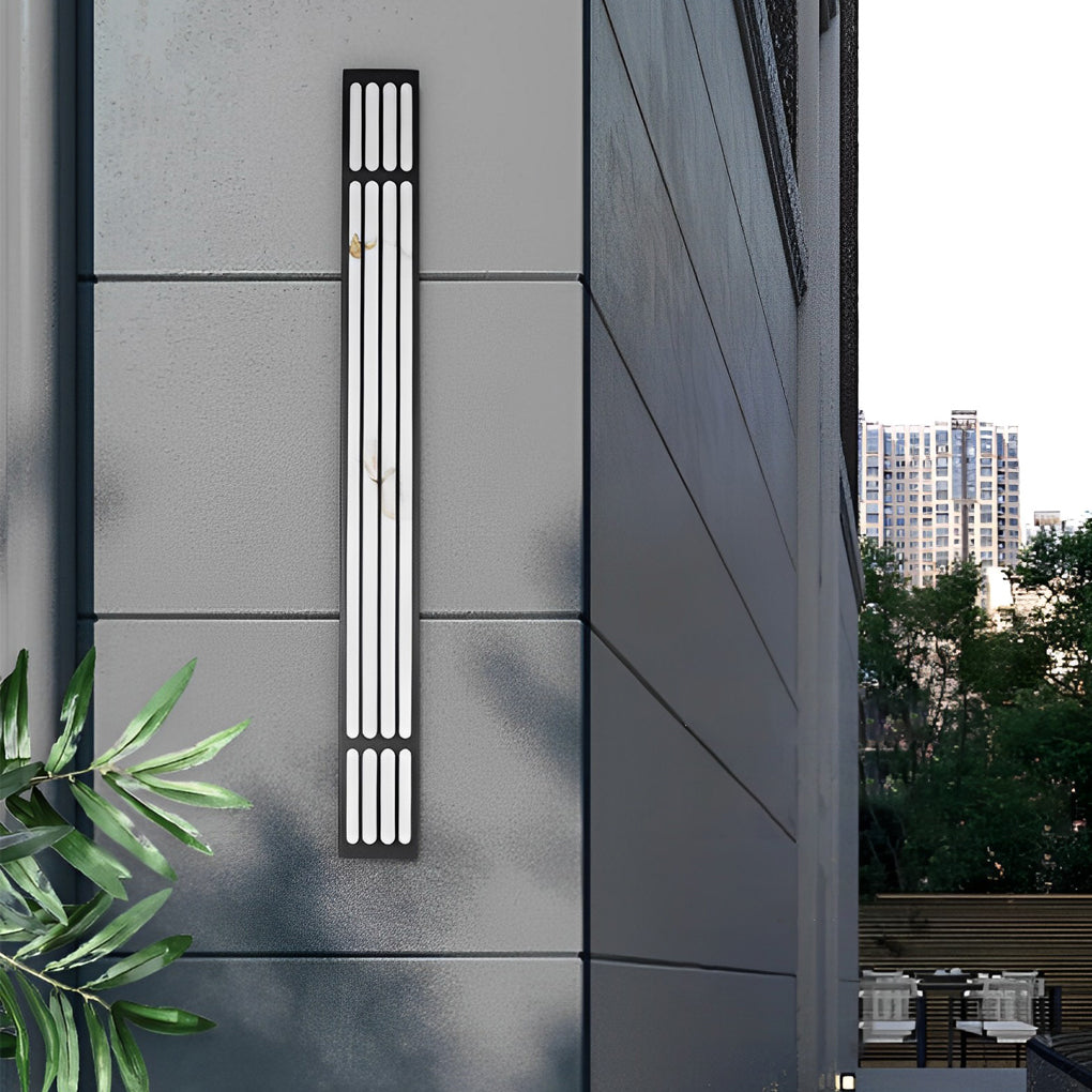 Modern Outdoor Wall Sconce with Marble Shade in Stainless Steel