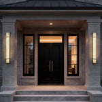 Modern Outdoor Wall Sconce with Marble Shade in Stainless Steel