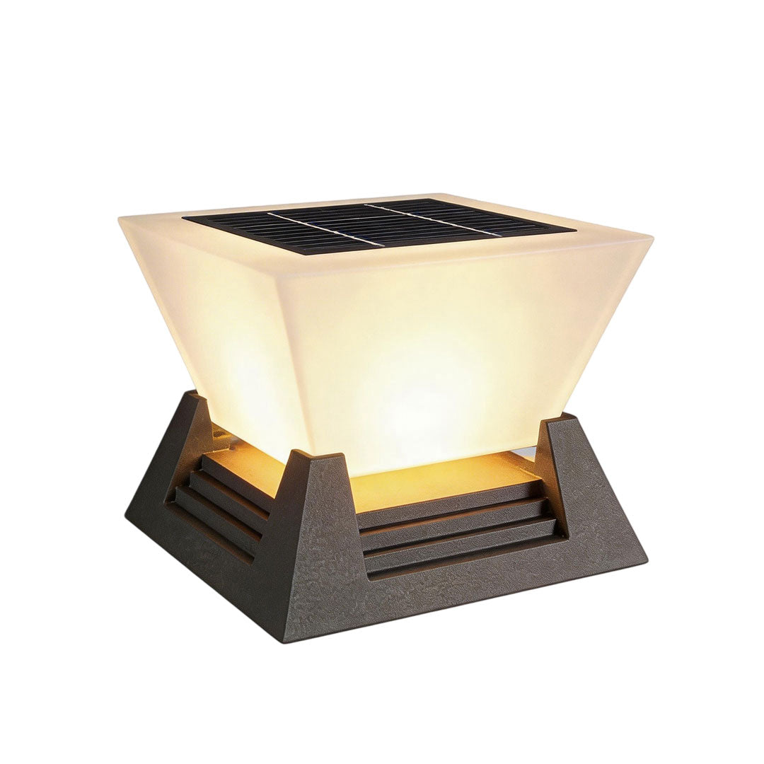 Modern Outdoor Pillar Light in Black Stainless Steel with Warm White LED