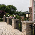 Modern Outdoor Pillar Light in Black Aluminum with Clear Glass Shade