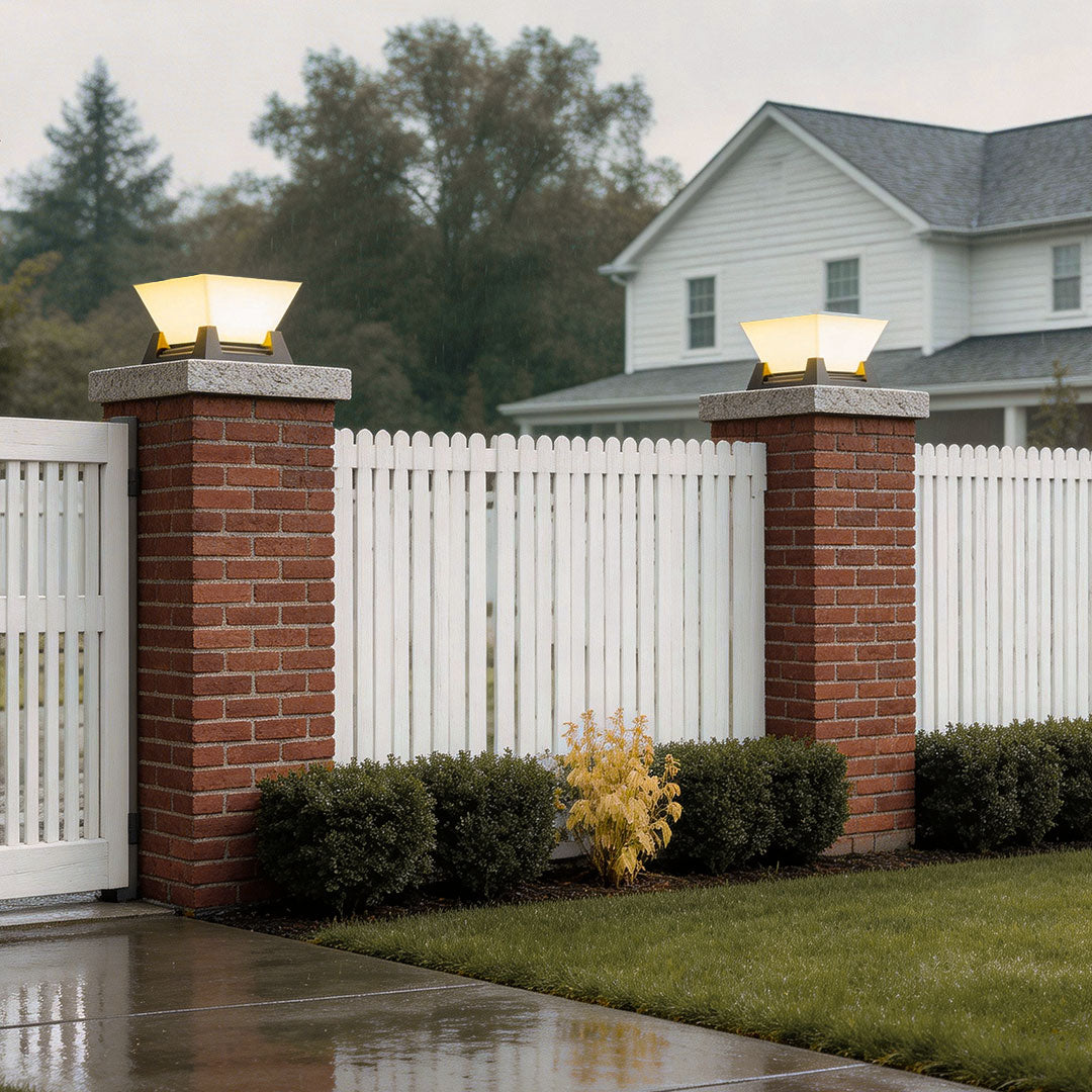 Modern Outdoor Pillar Light in Black Stainless Steel with Warm White LED