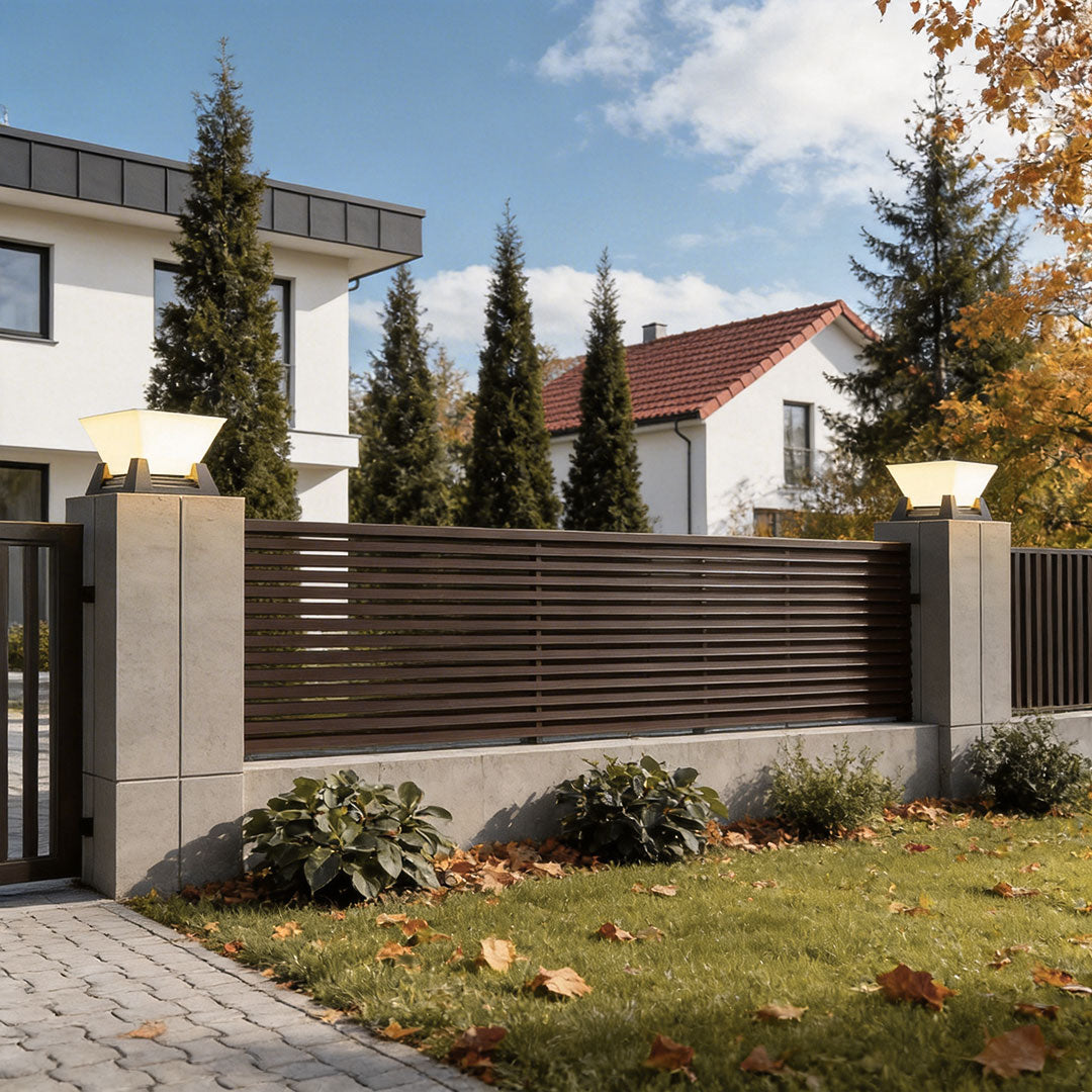 Modern Outdoor Pillar Light in Black Stainless Steel with Warm White LED