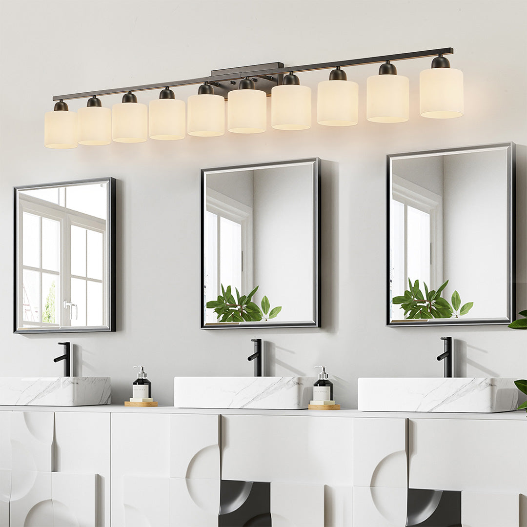 Modern Minimalist Vanity Light for Bathroom Mirror with Glass Shades
