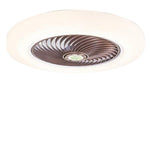 Modern Flush Mount Bladeless Enclosed Ceiling Fan With Round Bright Led Lighting And Remote