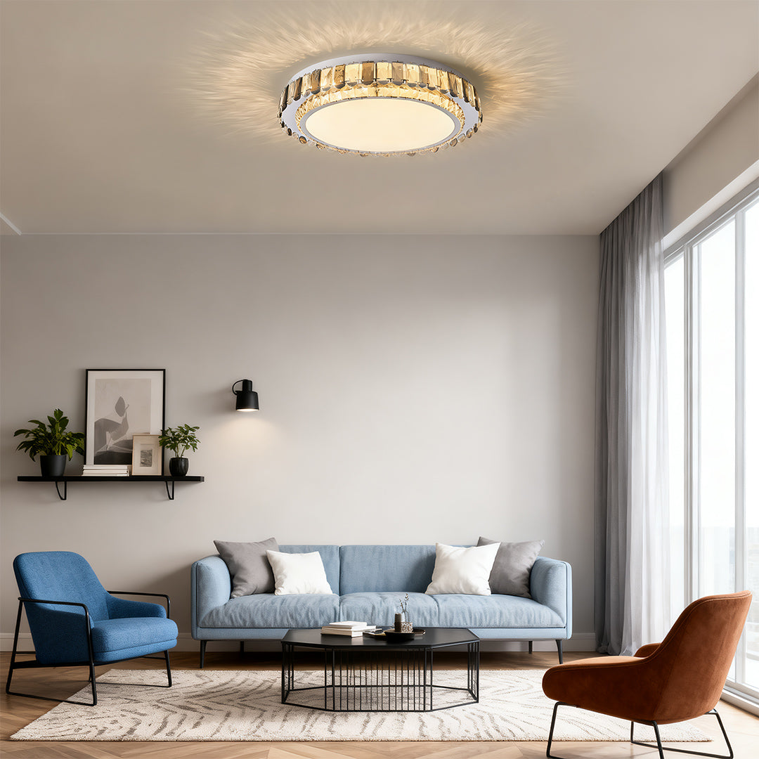 Lumina Crystal Flush Mount Ceiling Light in Chrome