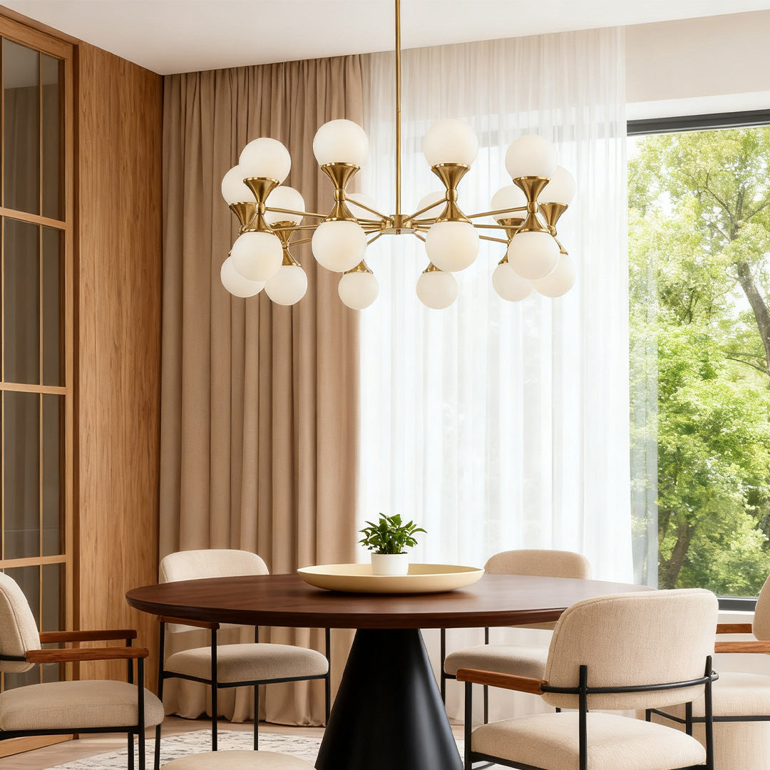 Nordic Bubble Glass Chandelier in Polished Copper with Clear Glass Shades