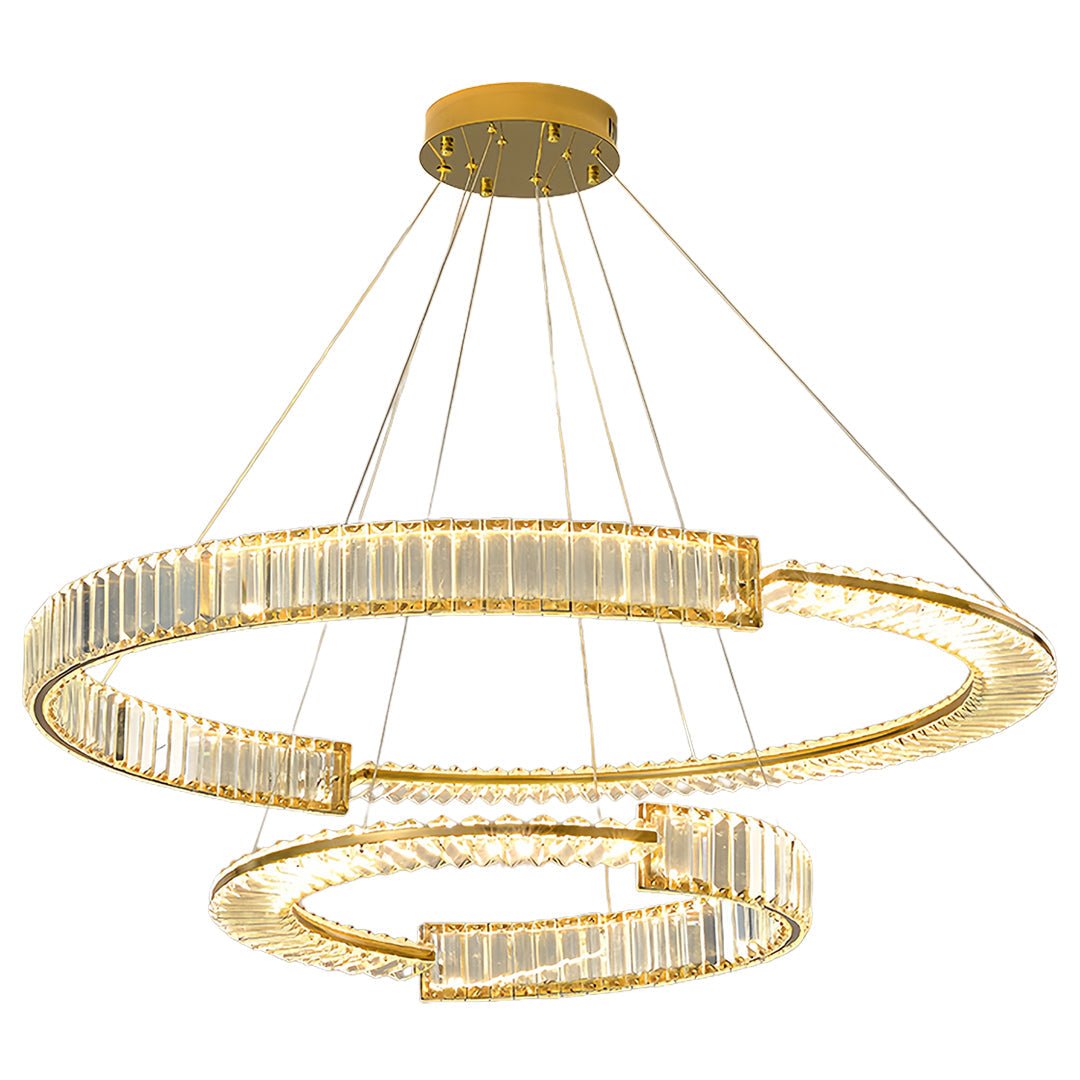 Modern Gold Crystal Ring Chandelier with LED Dimmable Lighting