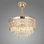 Luxury Crystal Ceiling Fan with Gold Iron Frame and Dimmable LED Light