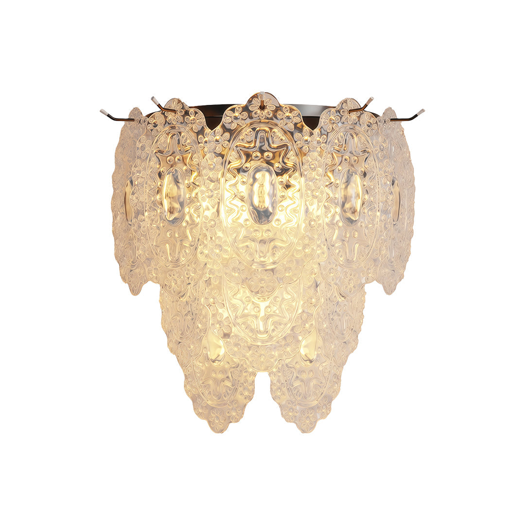 French Art Deco Copper Wall Sconce with Clear Glass Shades