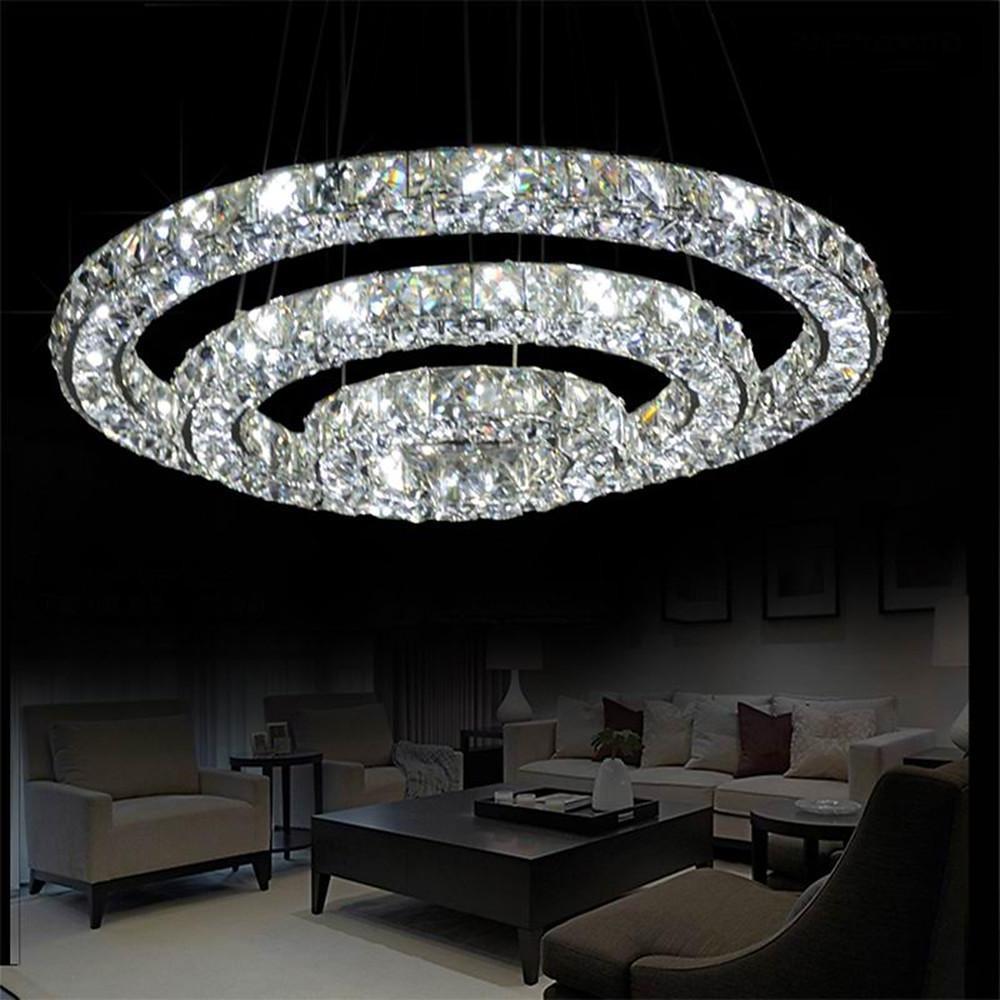 Luxury Crystal Led Chandelier 3 Tier Geometric Or Stacked Led Pendant Light