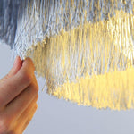 Gradated Fabric Drum Chandelier with LED Lighting, Contemporary Pendant for Dining and Living Spaces