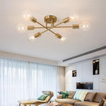 Modern Led Nordic Style Geometric Sputnik Semi Flush Mount Ceiling Light