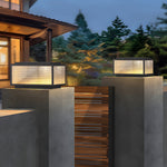 Modern Square Outdoor Pillar Light in Matte Black Aluminum