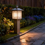 Solid Copper LED Bollard Landscape Light with Glass Shade, IP55 Waterproof for Garden Paths