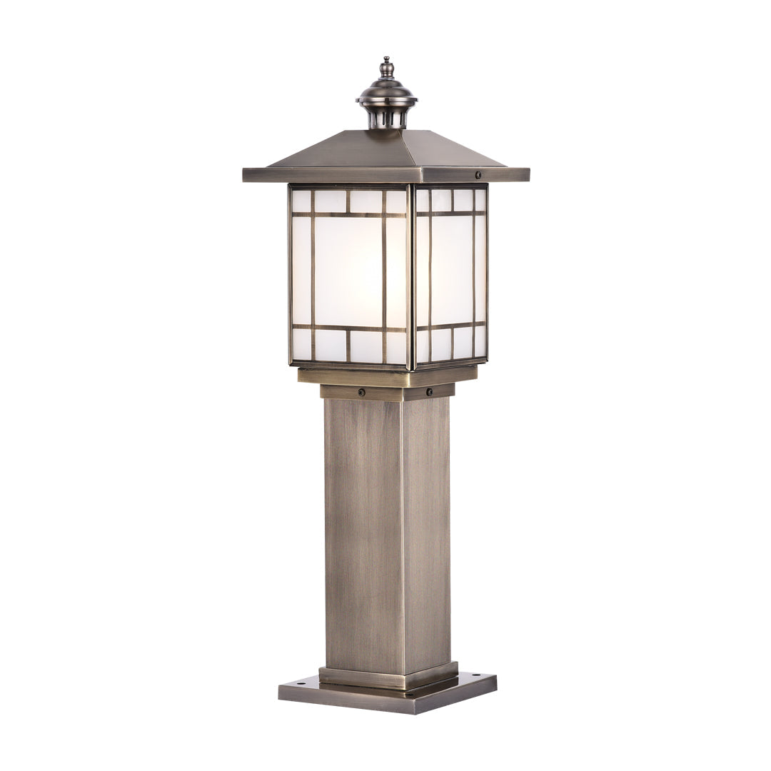 Solid Copper LED Bollard Landscape Light with Glass Shade, IP55 Waterproof for Garden Paths
