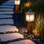 Solid Copper LED Bollard Landscape Light with Glass Shade, IP55 Waterproof for Garden Paths