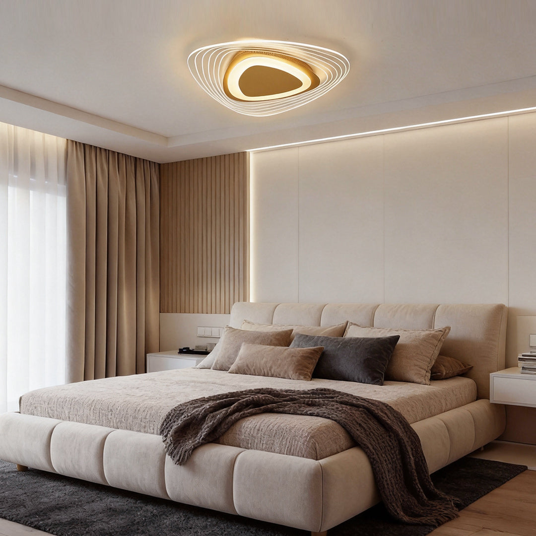 Geometric Triangle LED Ceiling Light in Gold Finish