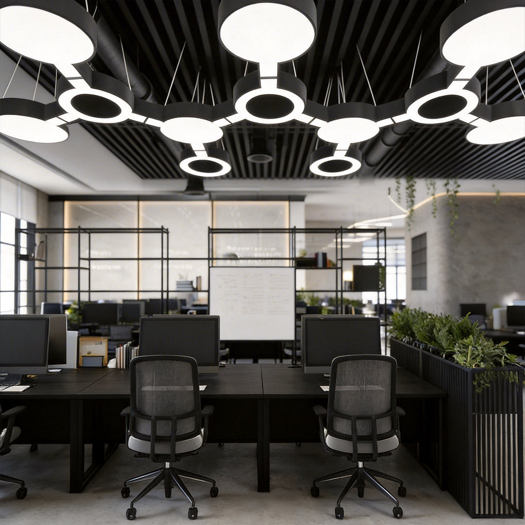 Aurelia Geometric LED Chandelier in Black Metal