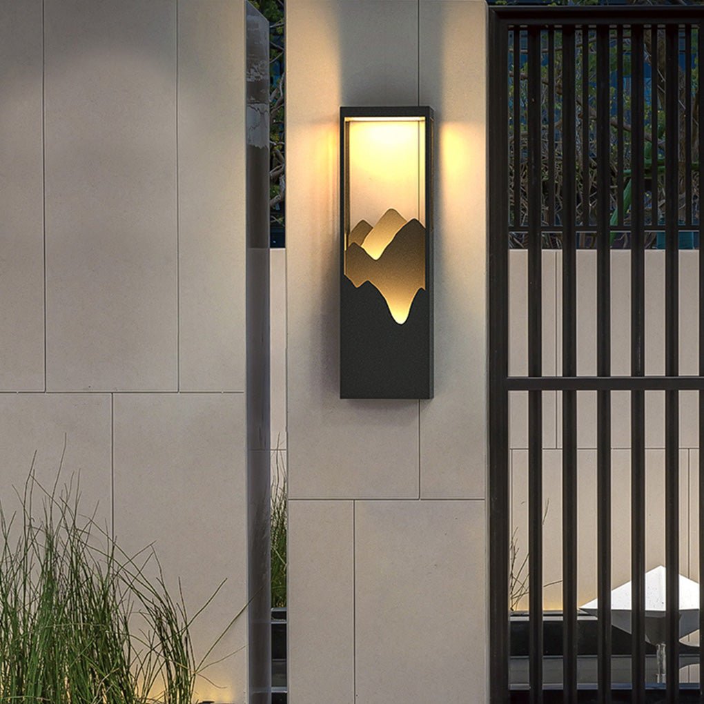 Mountain Scenery LED Wall Sconce – Waterproof Outdoor Lighting in Black