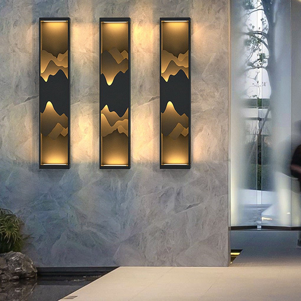 Mountain Scenery LED Wall Sconce – Waterproof Outdoor Lighting in Black