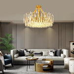 Queen Golden Crystal Chandelier Modern Luxury 9 12 17 Lights Adjustable Height 110 120V