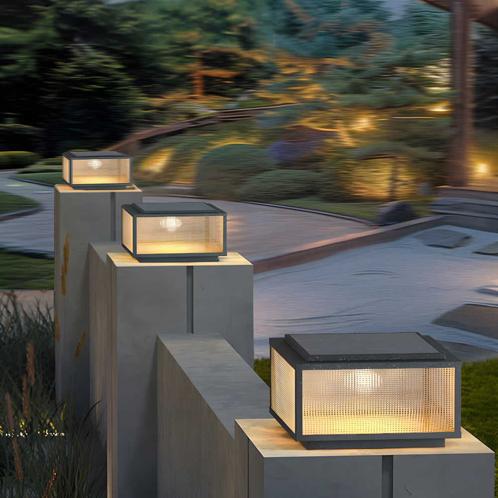 Modern Square Outdoor Pillar Light in Matte Black Aluminum
