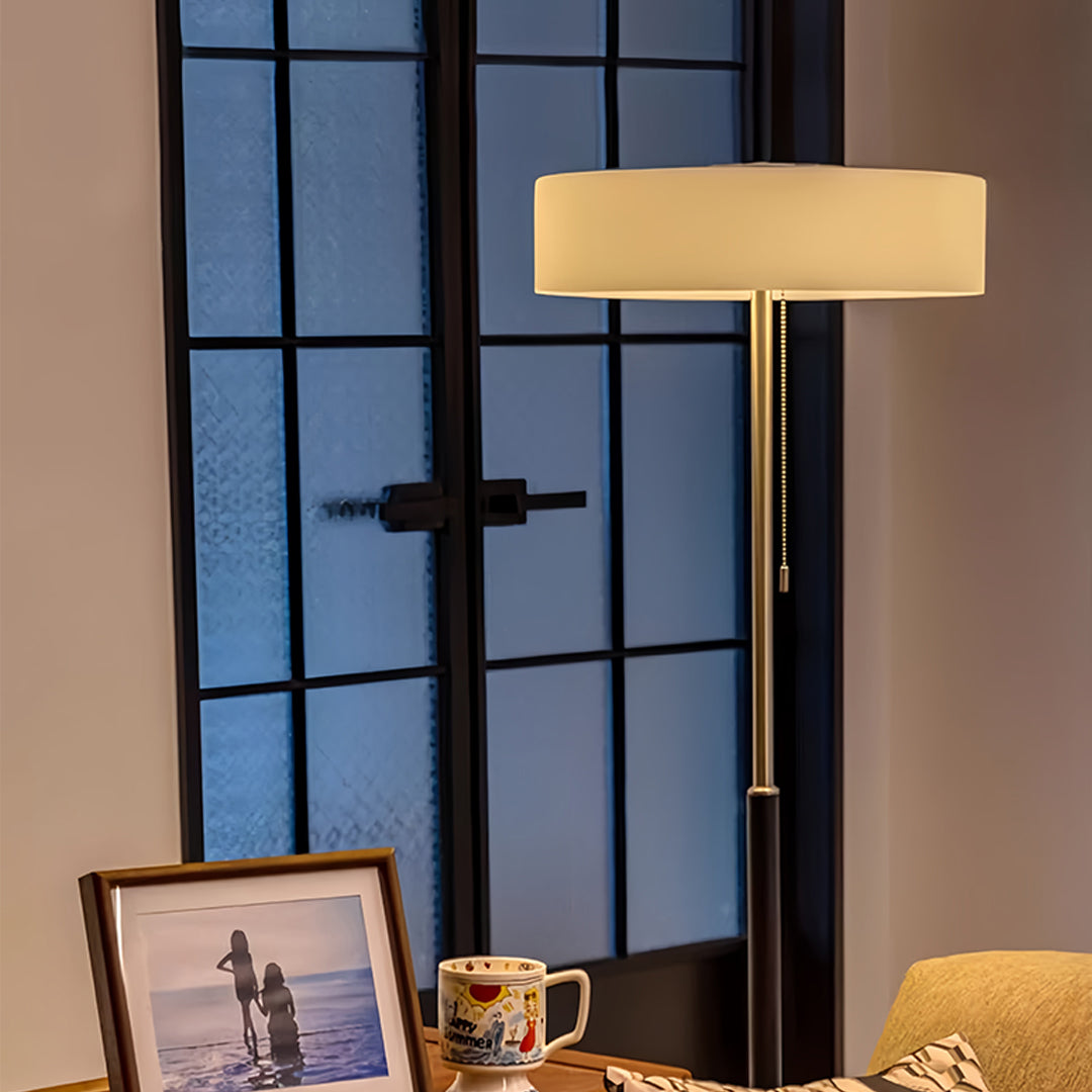 Lumière Drum Floor Lamp – LED Standing Light with Frosted Glass Shade