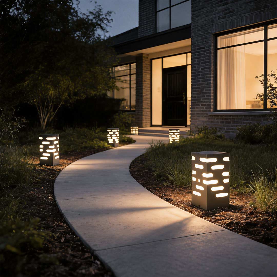 Modern Rectangular LED Bollard Light for Garden Paths & Courtyards