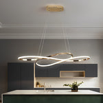 Wavy Double 8-Shaped LED Chandelier with Stepless Dimming, Modern Nordic Pendant Light