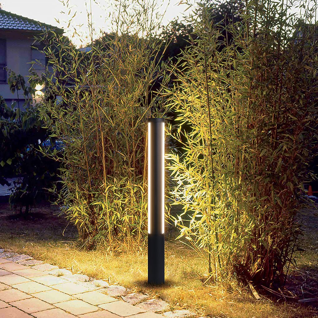 Modern Landscape Bollard Light with Warm LED Glow for Pathways and Courtyards