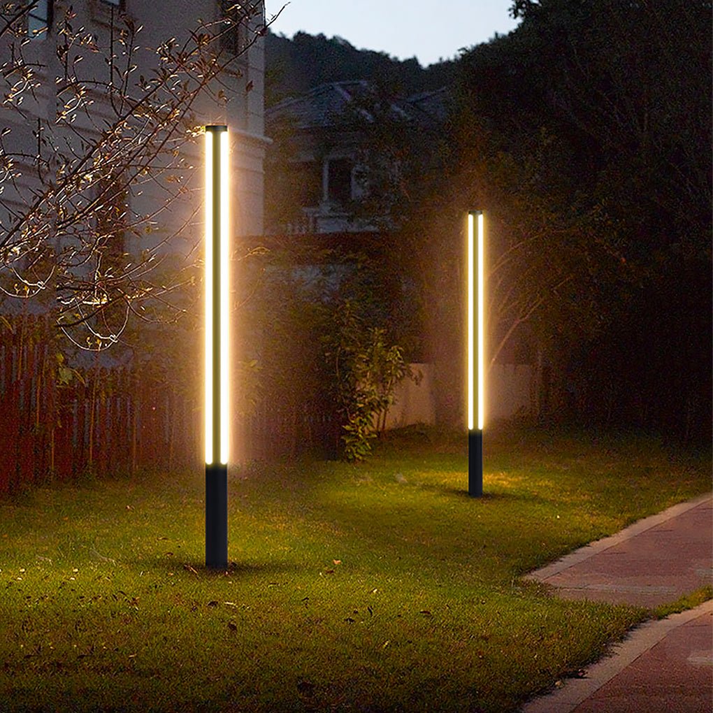 Modern Landscape Bollard Light with Warm LED Glow for Pathways and Courtyards