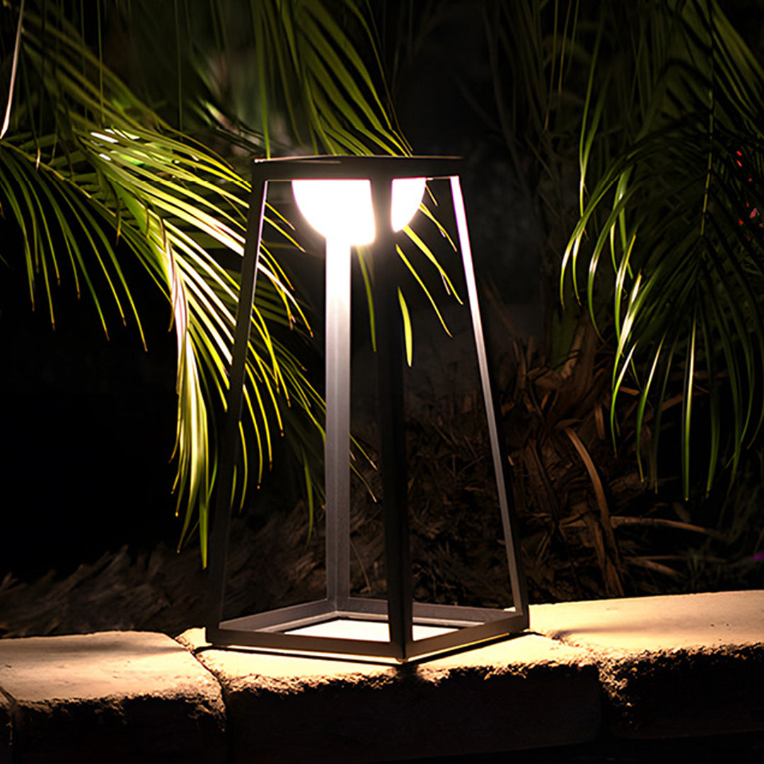 Modern Outdoor Floor Lantern with Stainless Steel Frame and Warm LED Glow