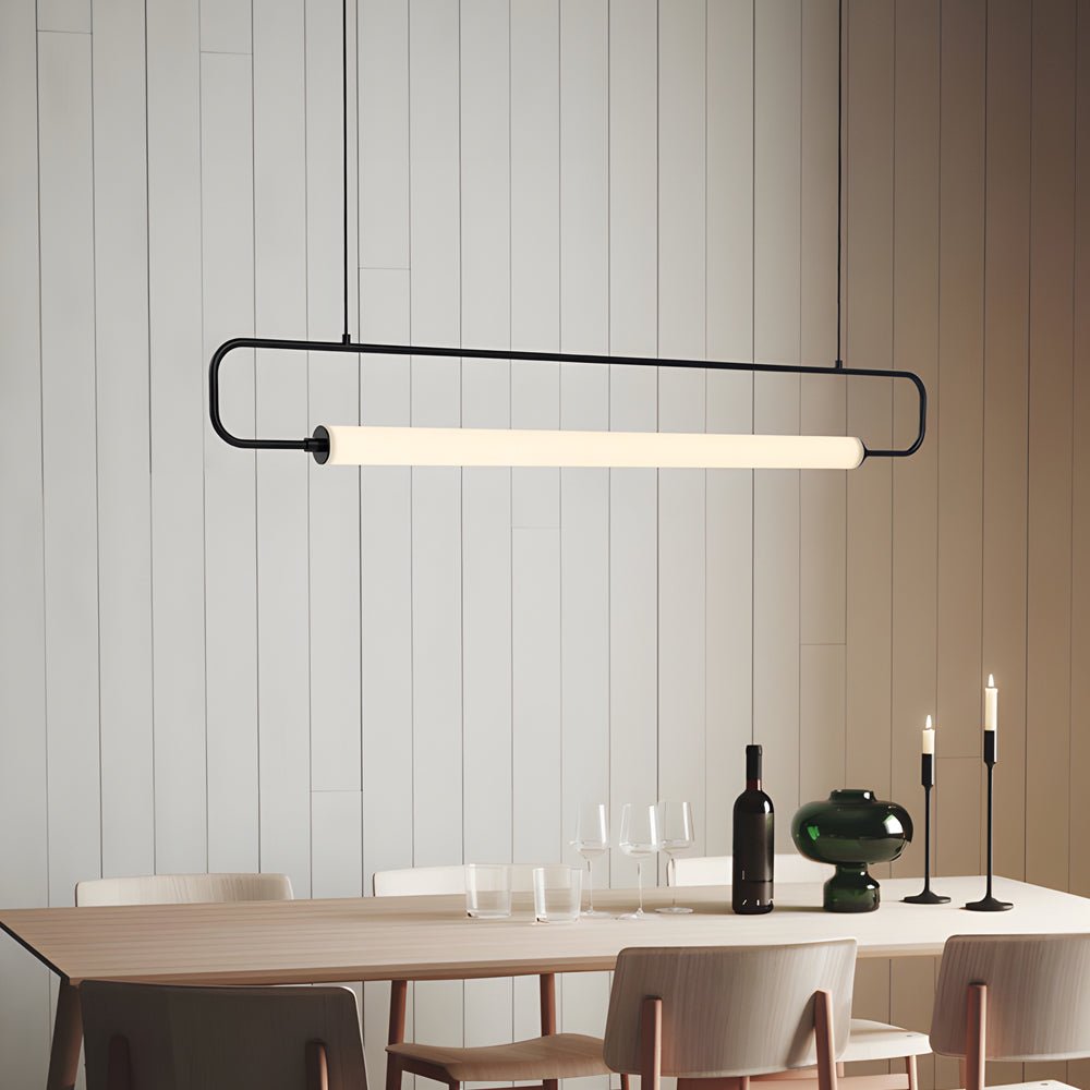 Skyline Linear LED Pendant Light in Black or Gold | Modern Minimalist Chandelier for Dining and Kitchen Island