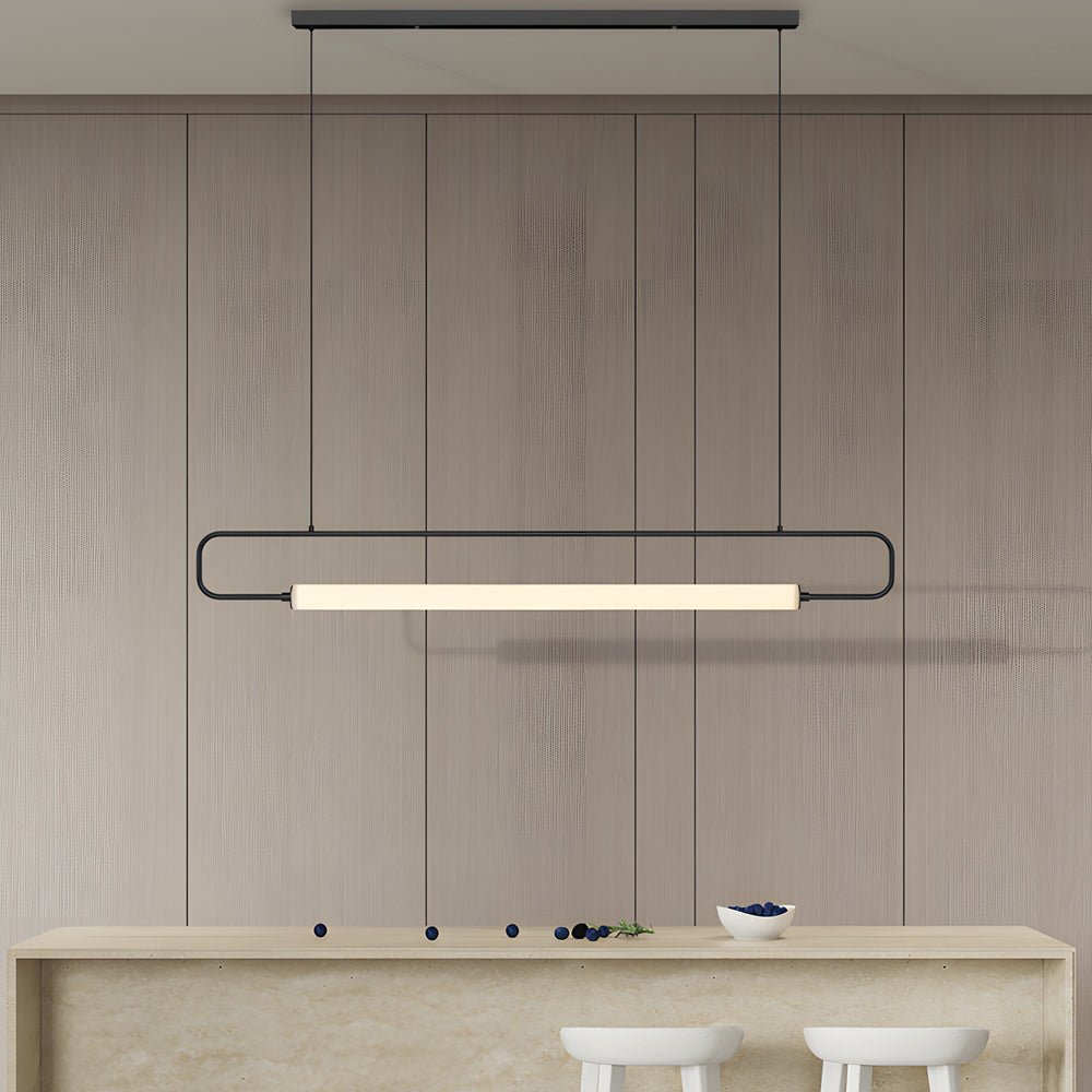 Skyline Linear LED Pendant Light in Black or Gold | Modern Minimalist Chandelier for Dining and Kitchen Island