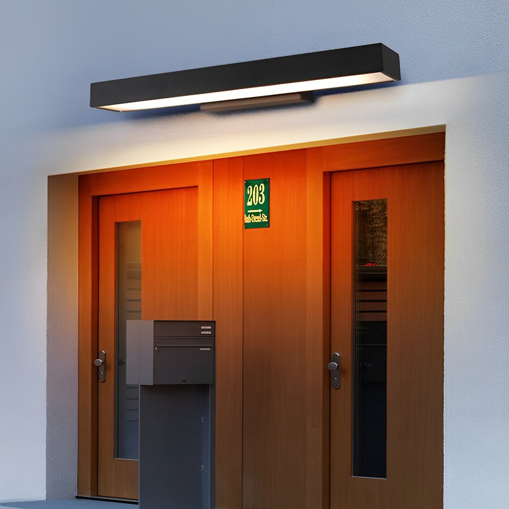 Modern Outdoor Wall Sconce with Motion Sensor in Matte Black Rectangular Design