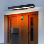 Modern Outdoor Wall Sconce with Motion Sensor in Matte Black Rectangular Design
