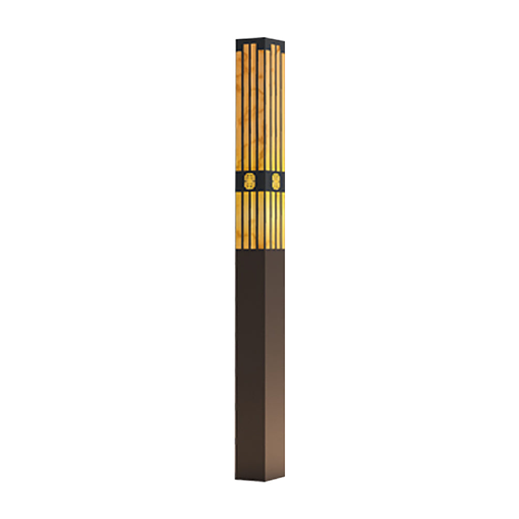 Marble Bollard Light with Striped-Cut Design for Outdoor Paths