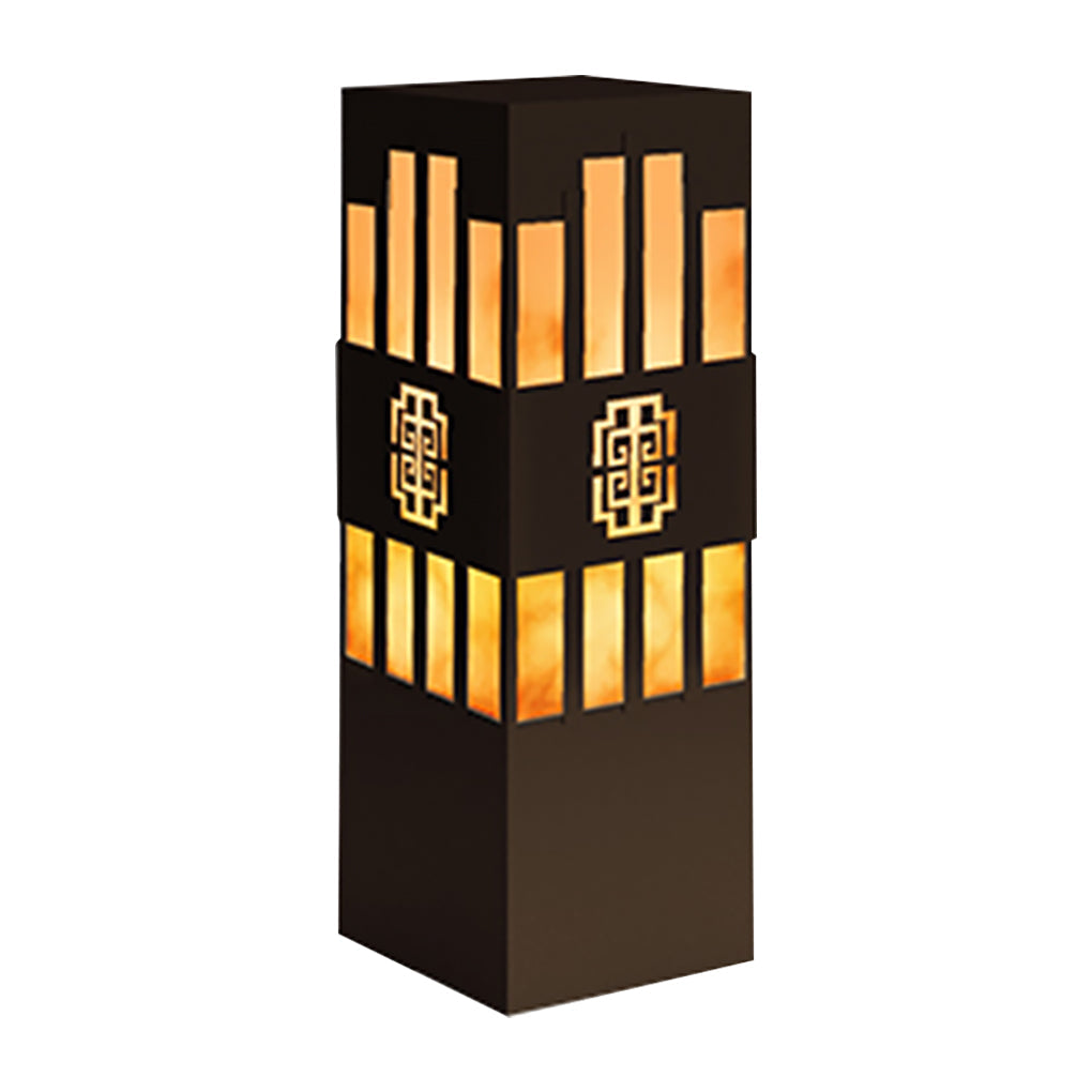 Marble Bollard Light with Striped-Cut Design for Outdoor Paths