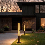 Marble Bollard Light with Striped-Cut Design for Outdoor Paths