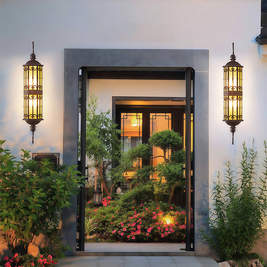Vintage Dual-Head Outdoor Wall Sconce in Coffee Finish