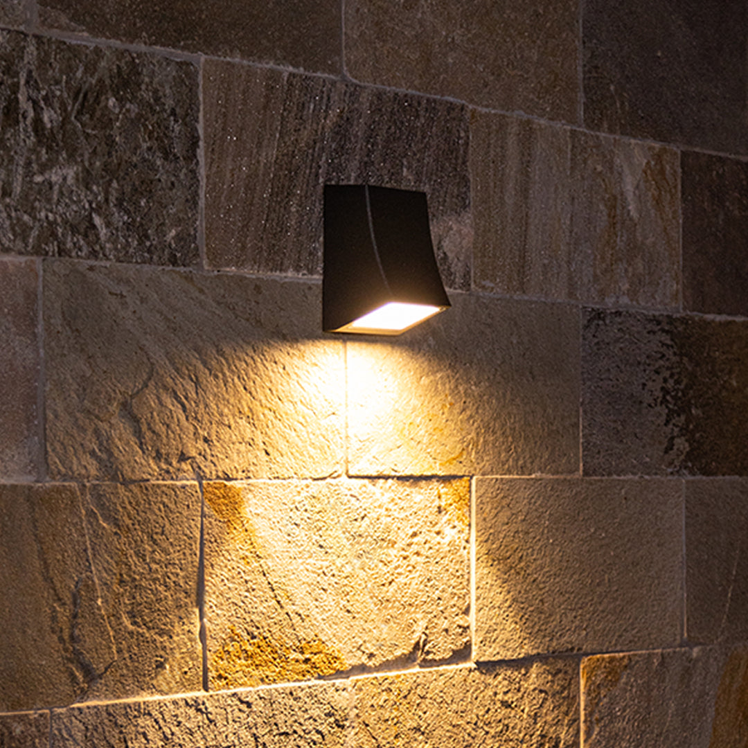 Industrial LED Outdoor Wall Sconce with Warm Glow, Black Aluminum