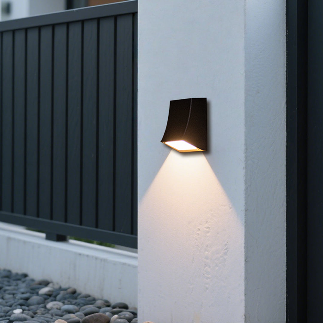 Industrial LED Outdoor Wall Sconce with Warm Glow, Black Aluminum