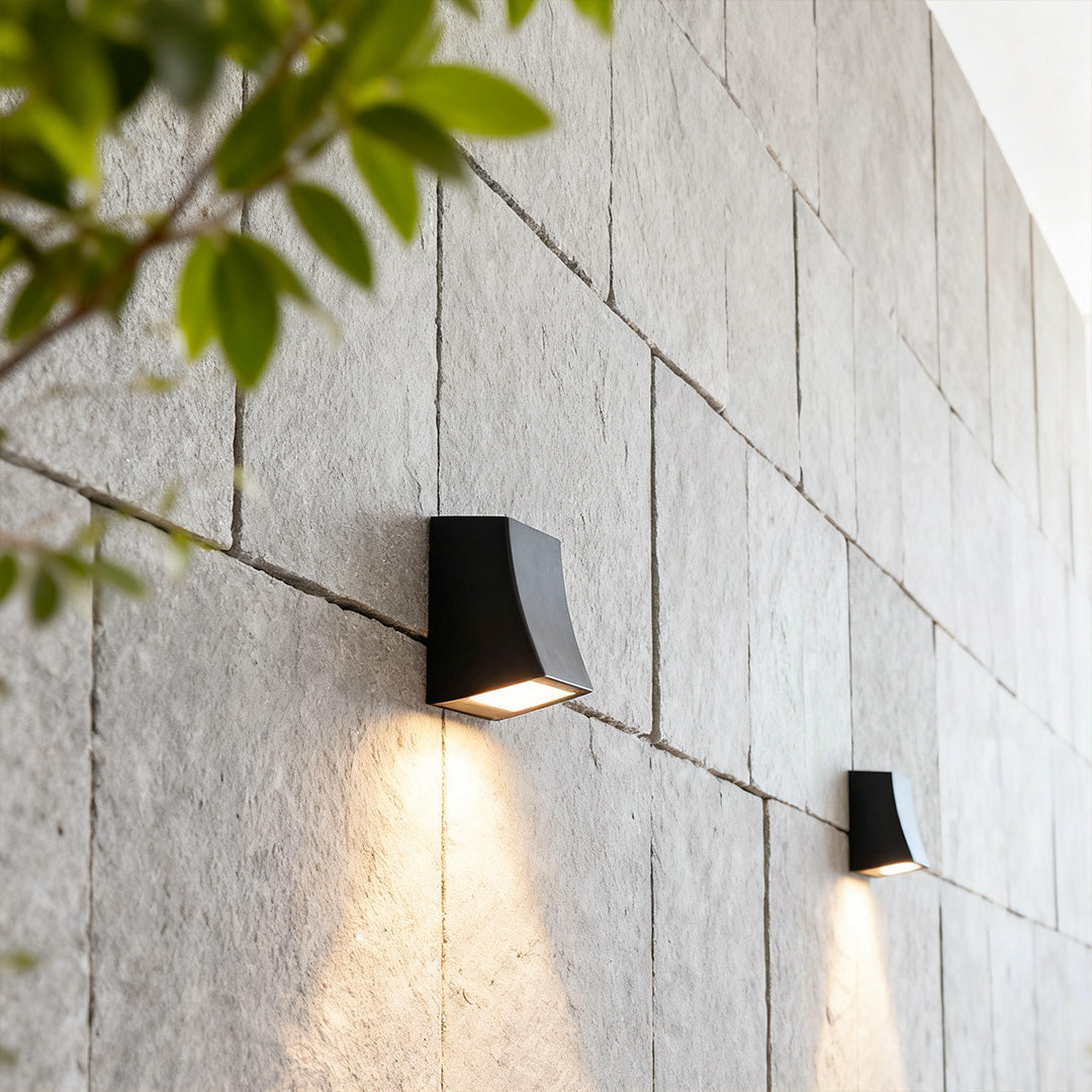 Industrial LED Outdoor Wall Sconce with Warm Glow, Black Aluminum