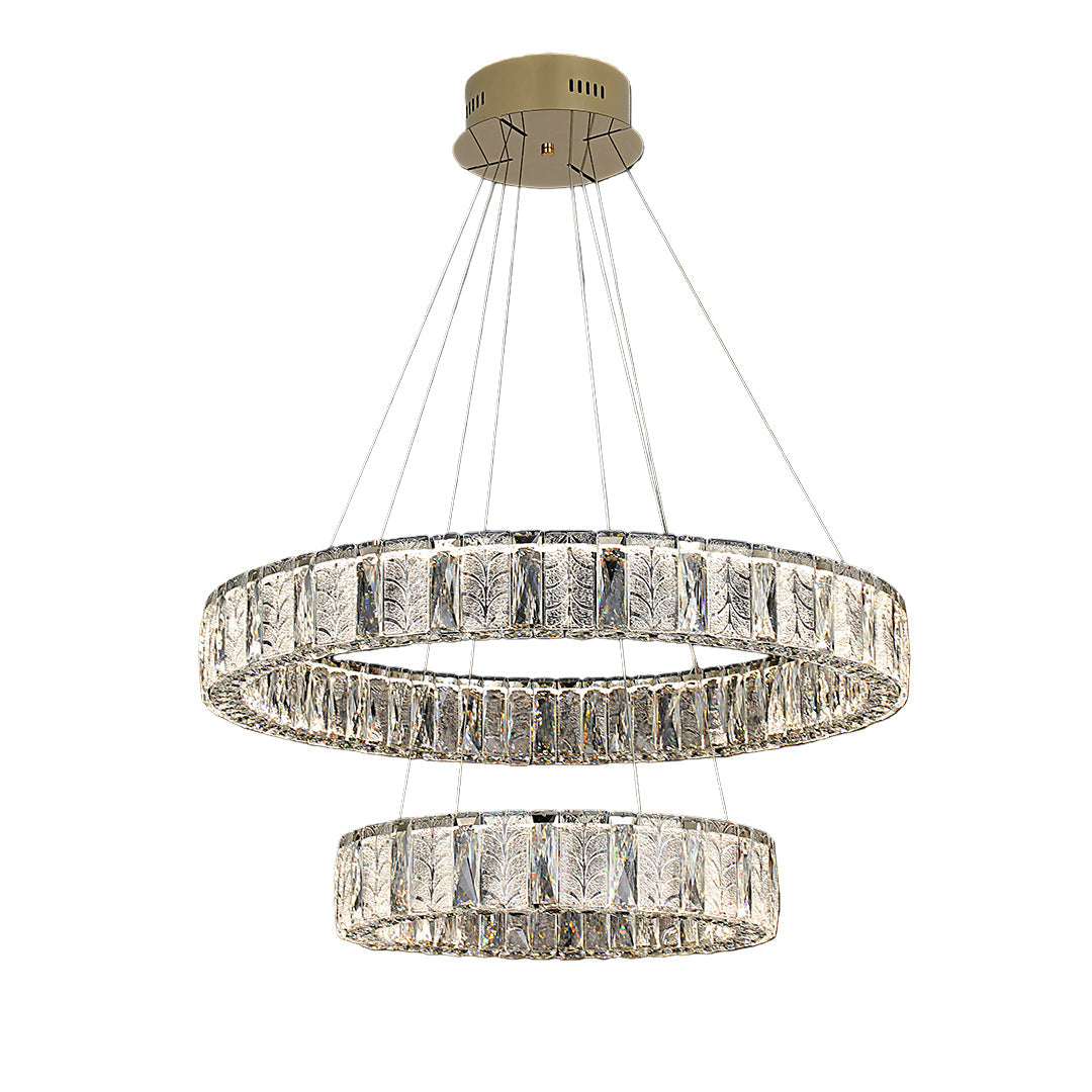 Lumina Ring Chandelier in Gold Stainless Steel and Crystal