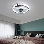 Crown LED Flush Mount Ceiling Fan with Remote – Black & Gold