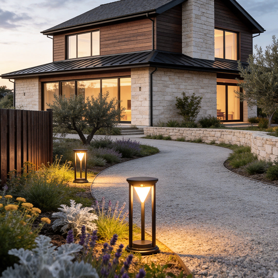 Modern Solar Bollard Lights for Pathways & Gardens – Black Aluminum
