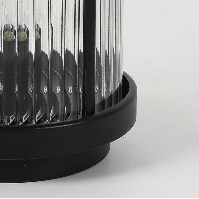 Ribbed Glass Solar Lantern with Stainless Steel Handle for Patio & Garden