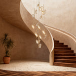 Luxury Linear LED Staircase Chandelier in Gold Aluminum